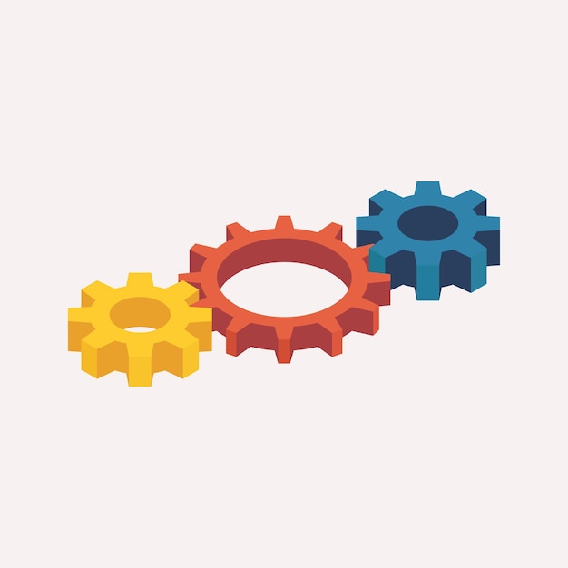 Isometric mechanic gears. 3d vector illustration