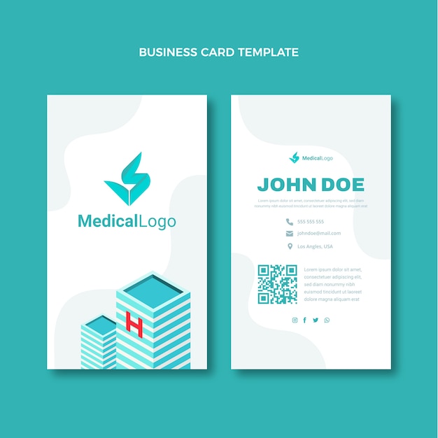 Vector isometric medical business card