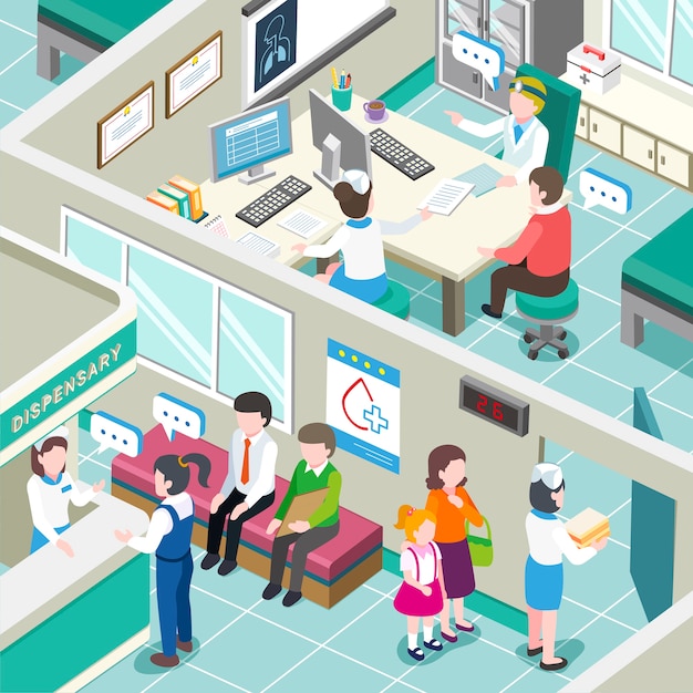 Isometric  of medical clinic interior