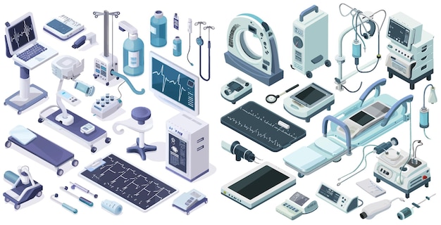 Isometric medical diagnostic hospital health equipment