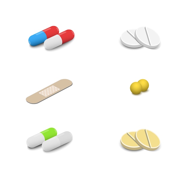 Isometric medical pills vector