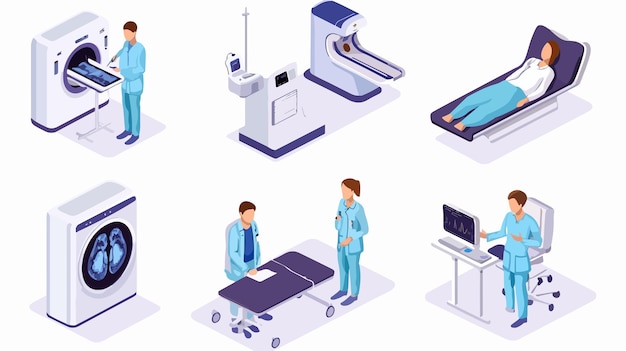 isometric medical worker examining patient professional healthcare concept