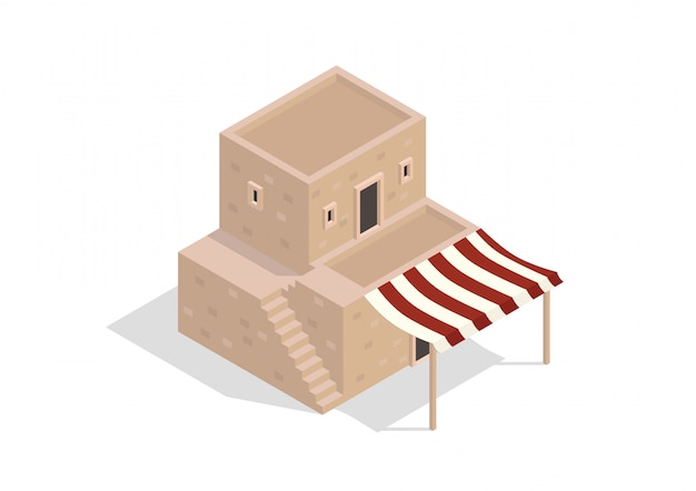 Isometric Middle Eastern two-storey building