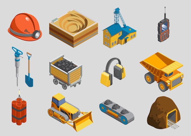 Isometric mining elements set