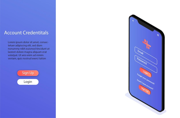 isometric mobile, app log in