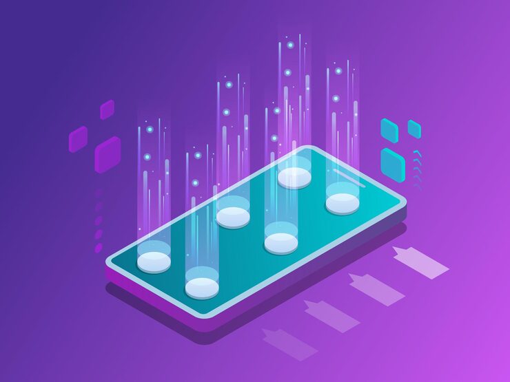Vector isometric mobile applications concept. developing programming and coding technologies concept. ux ui user interface and user experience process.