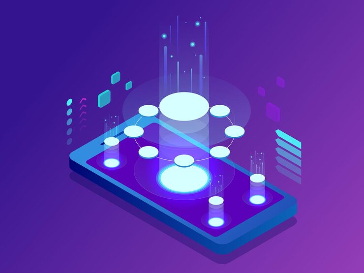 Vector isometric mobile applications concept. developing programming and coding technologies concept. ux ui user interface and user experience process.