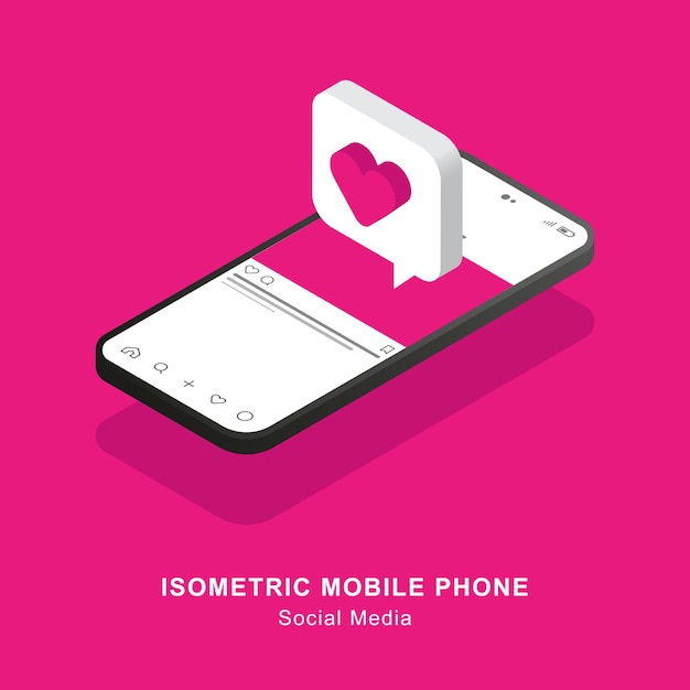 Isometric Mobile Phone Social Media