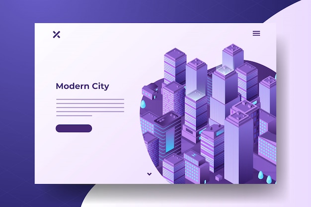 Vector isometric modern city banner