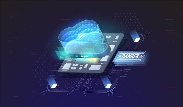 Isometric modern cloud technology loud storage download isometric vector illustration Web hosting concept