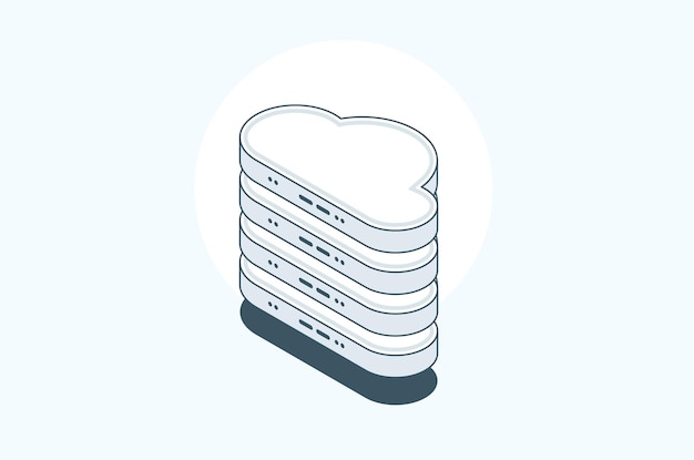 Isometric modern cloud technology loud storage download isometric vector illustration Web hosting concept