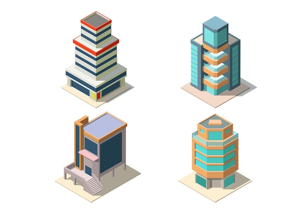 Vector isometric modern futuristic building