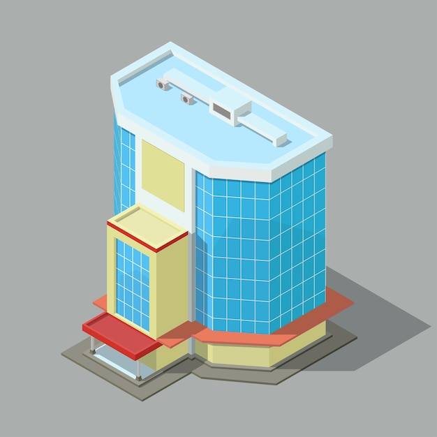 Isometric modern office or hotel building isolated.