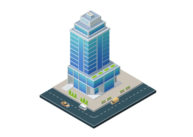 Vector isometric modern office or hotel building