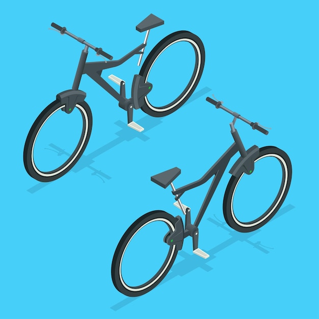 Isometric modern sport bicycle isolated on white background