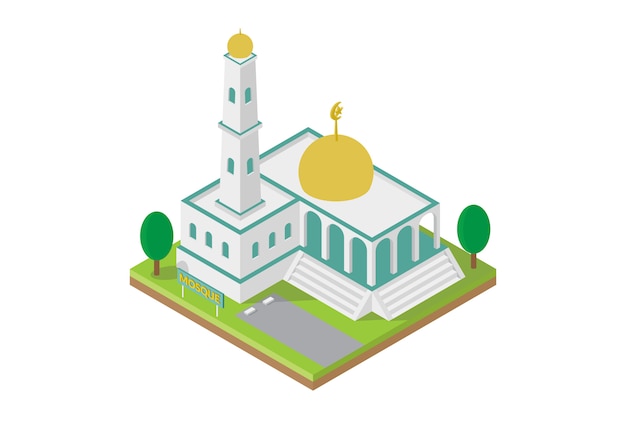 Vector isometric mosque building for map vector