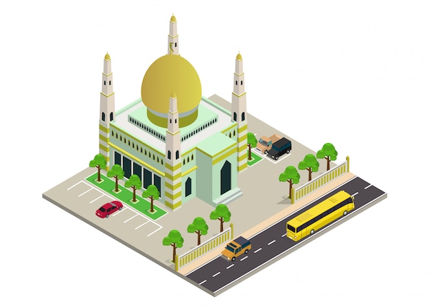 Vector isometric mosque building