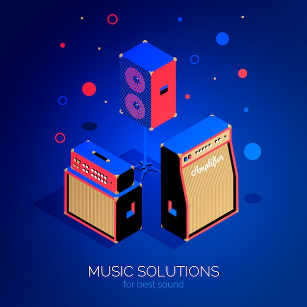 Isometric music equipment poster