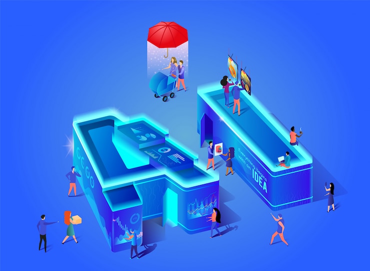 Vector isometric neon ai letter artificial intelligence