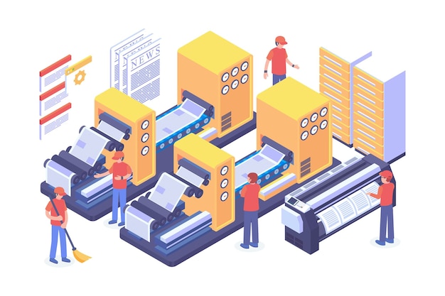 Isometric newspaper industry vector concept
