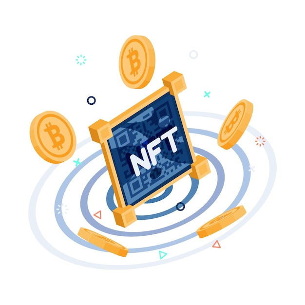 暗号通貨に囲まれたアイソメトリック nft アート