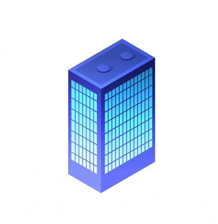 Vector isometric night building