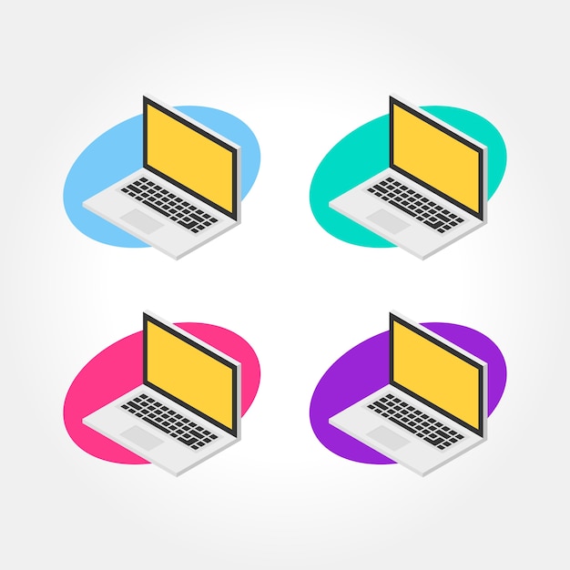 Isometric notebook, laptop design icon illustration