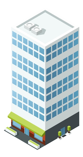 Isometric office building. city business center icon