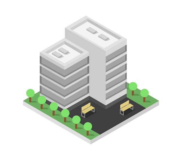 Vector isometric office building