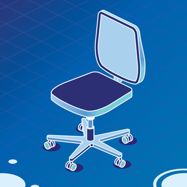 Isometric Office Chair on Wheels Desk Chair Icon Furniture for Interior