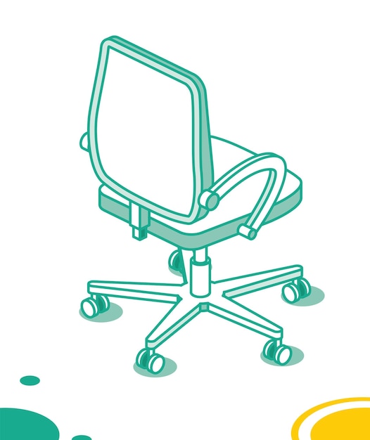 Isometric Office Chair on Wheels Outline Desk Chair Icon