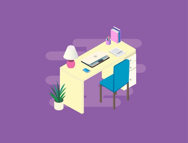 isometric office desk 