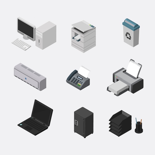 Vector isometric office elements