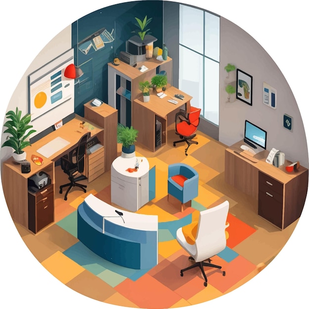 Isometric office interior