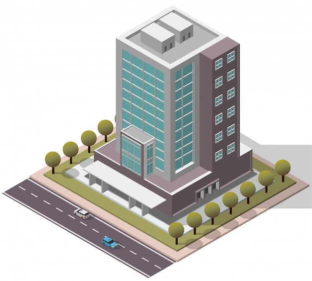  Isometric Office Workplace Building