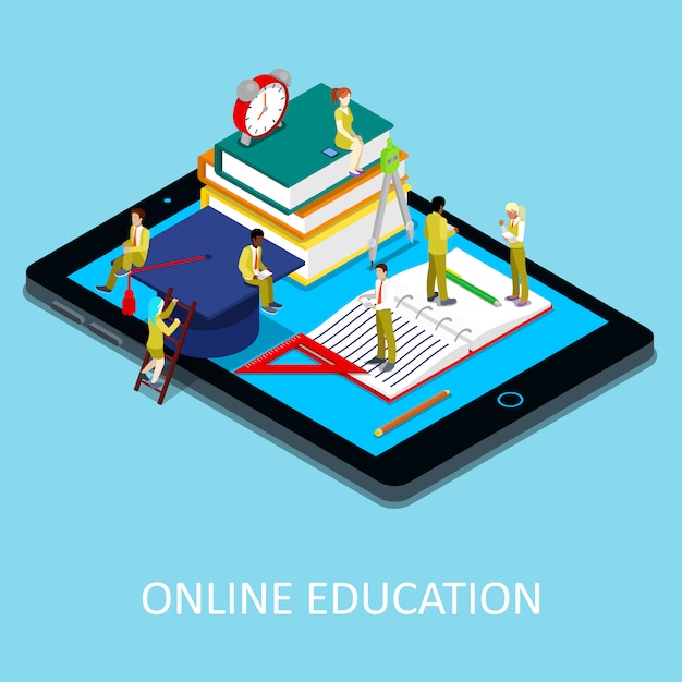 Isometric online education illustration