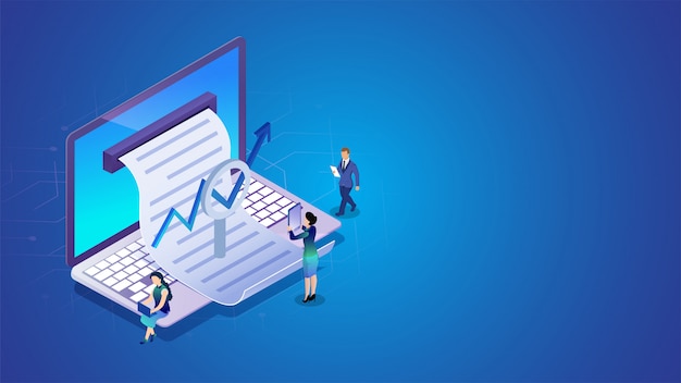 Isometric online reporting concept.