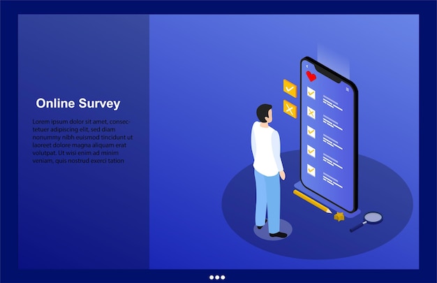 isometric online survey illustration