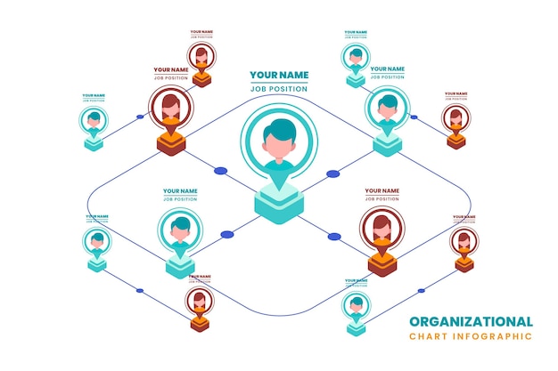 Isometric organizational chart infographic