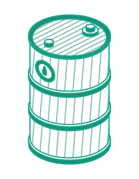 Isometric outline oil barrel isolated object