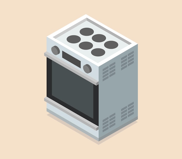 Vector isometric oven on background