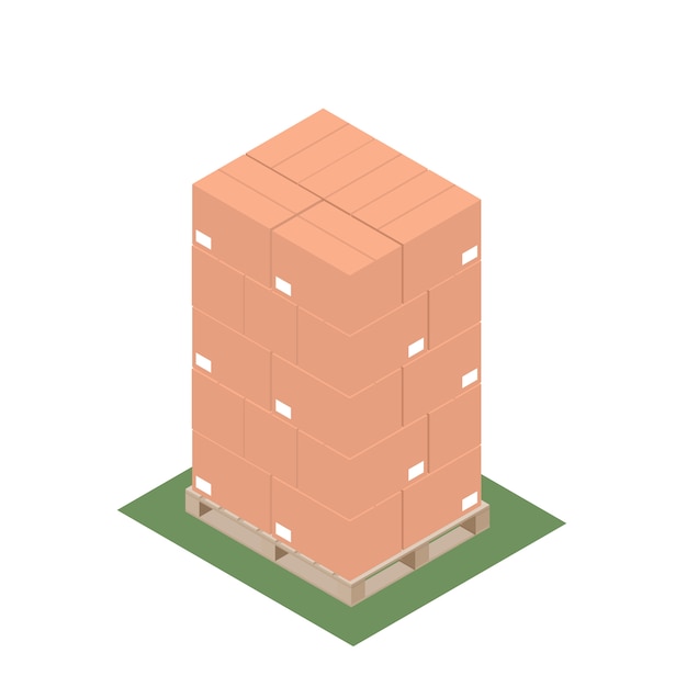 Isometric of pallet with stacked boxes for export