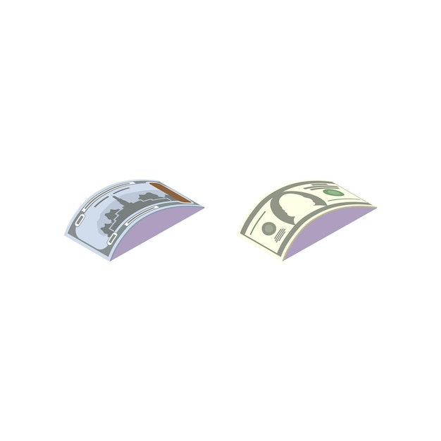 Vector isometric paper money dollars on a white background stacks of banknotes in different directions icons for money