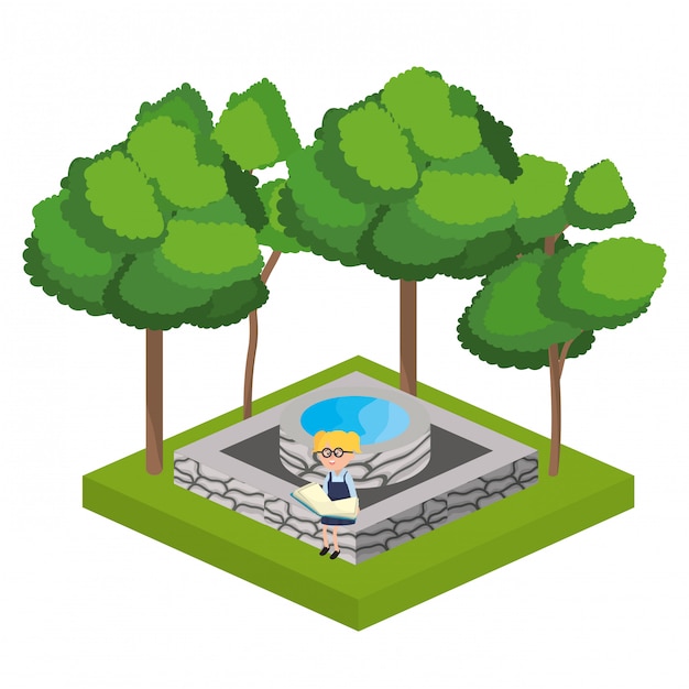 Isometric park activity cartoon