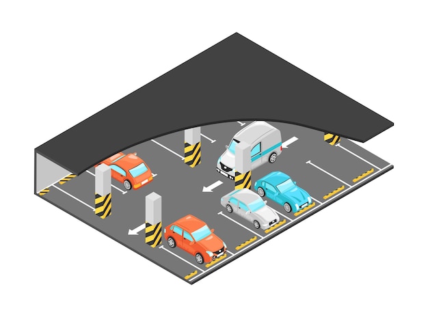 Vector isometric parking lot