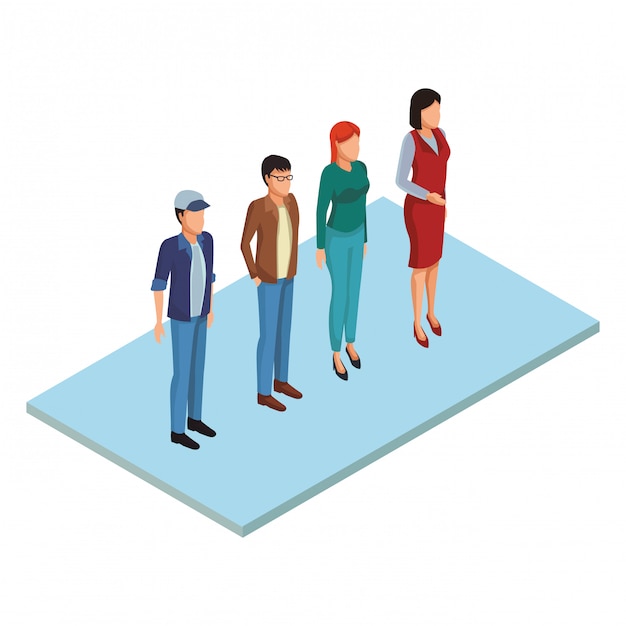 Vector isometric people isolated