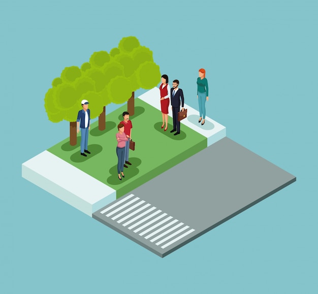 Vector isometric people in park