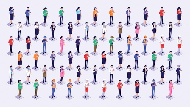 Vector isometric people workers vector illustration pack