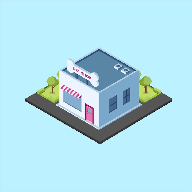 Vector isometric pet shop