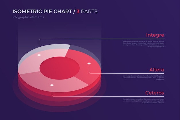 Disegno grafico a torta isometrica, modello moderno per la creazione di infografiche, presentazioni, report, visualizzazioni. campioni globali.